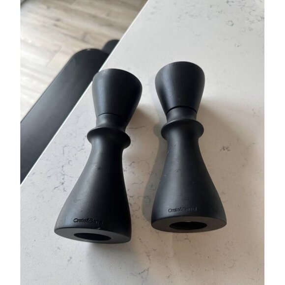 CRATE & BARREL Aster Ebonized Wooden Salt & Pepper Mill Grinder Set in Black - Picture 4 of 4